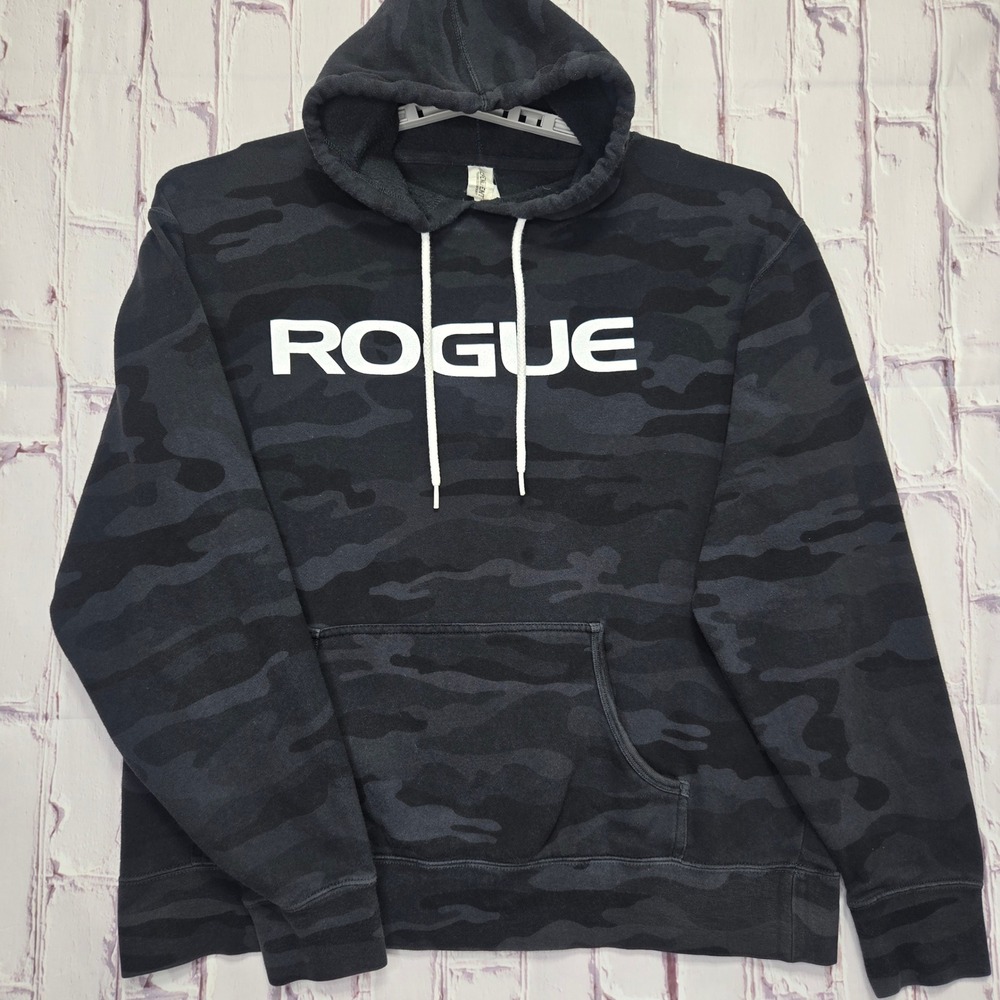 Rogue Hoodie Black Camo Fleece Logo Gym Training Athletic Sweatshirt Mens XL
